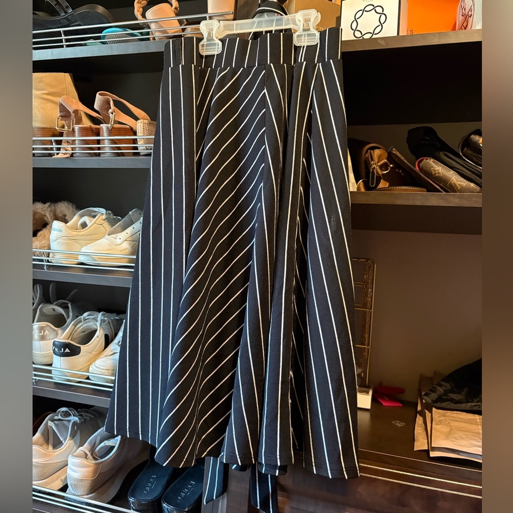 SHEIN Black and White Striped Maxi Skirt